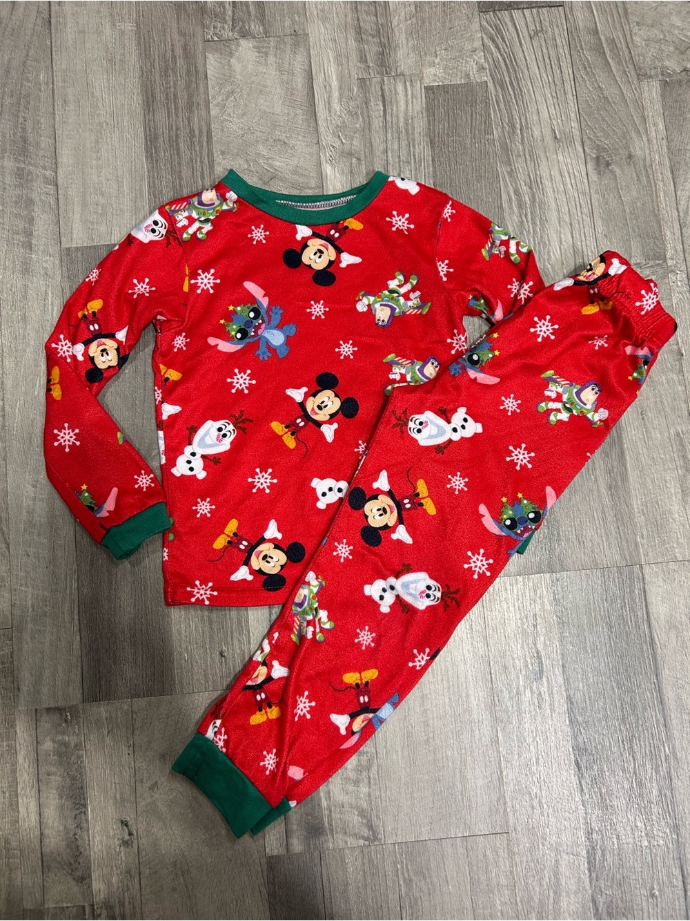 Disney Kids 100th Red Christmas Holiday Pajama Set 6